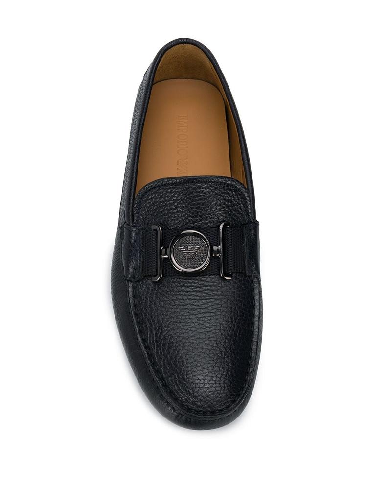 Blue Men's Armani Emporio Slip On Loafers | VQTJLTB