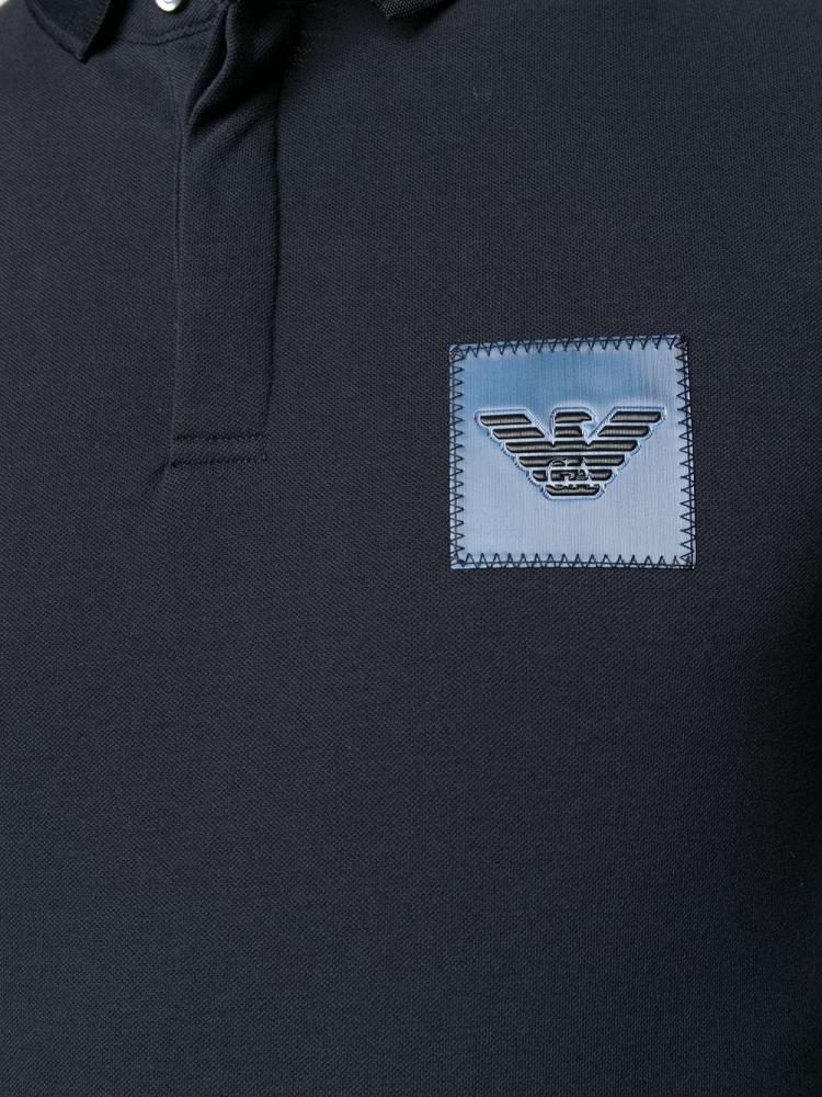 Blue Men's Armani Emporio Stitched Logo Polo Shirts | ES2YHYP