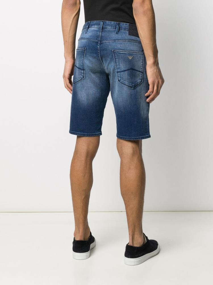 Blue Men's Armani Emporio Straight Leg Shorts | 0Z2HEJM