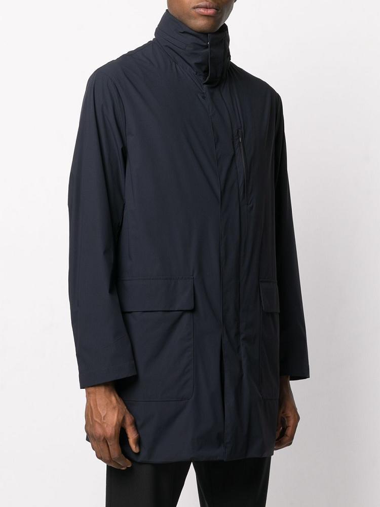 Blue Men's Armani Emporio Straight Fit Raincoat Coats | 7IJ506W