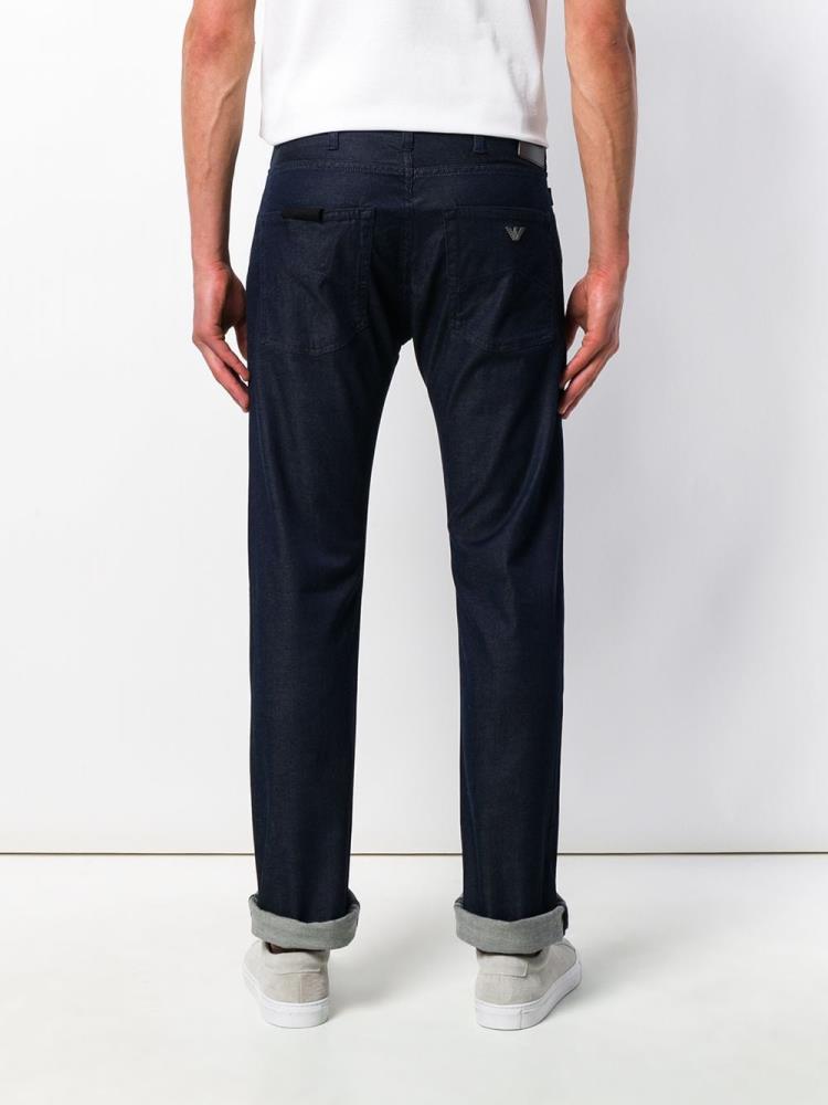 Blue Men's Armani Emporio Straight Leg Pants | FDZ1J32