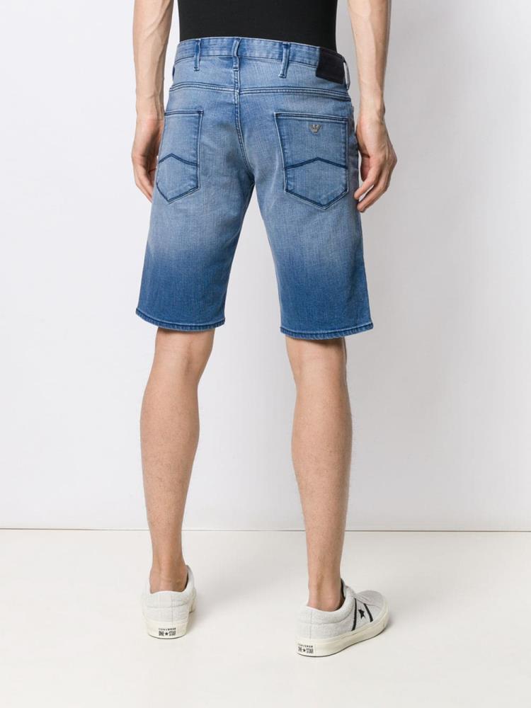 Blue Men's Armani Emporio Straight Leg Denim Shorts | KZ102AX