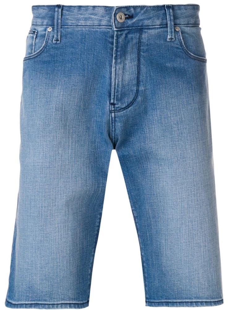 Blue Men\'s Armani Emporio Straight Leg Denim Shorts | KZ102AX