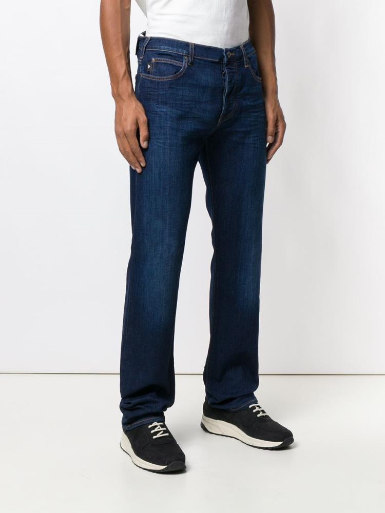 Blue Men's Armani Emporio Straight Leg Jeans | M19VPHE