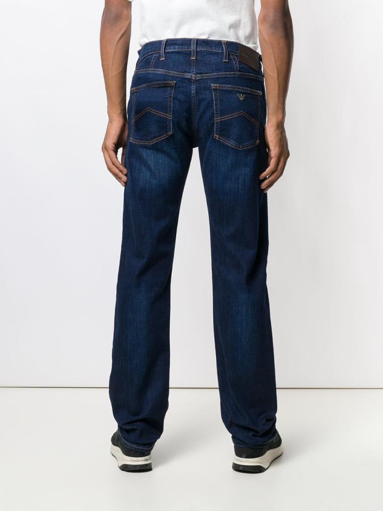 Blue Men's Armani Emporio Straight Leg Jeans | M19VPHE