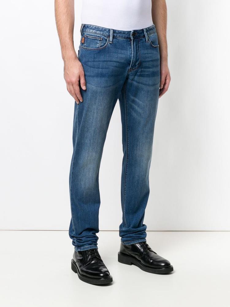 Blue Men's Armani Emporio Straight Leg Jeans | TXS299I