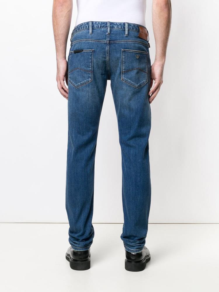 Blue Men's Armani Emporio Straight Leg Jeans | TXS299I