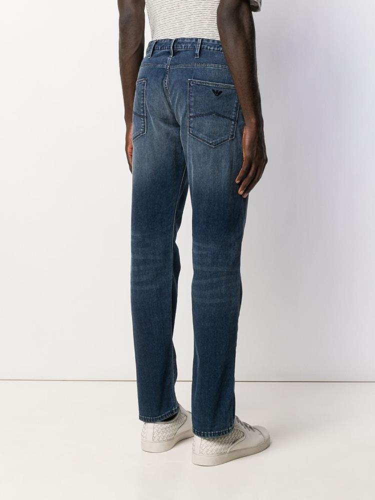 Blue Men's Armani Emporio Straight Cut Jeans | VVK3XH0