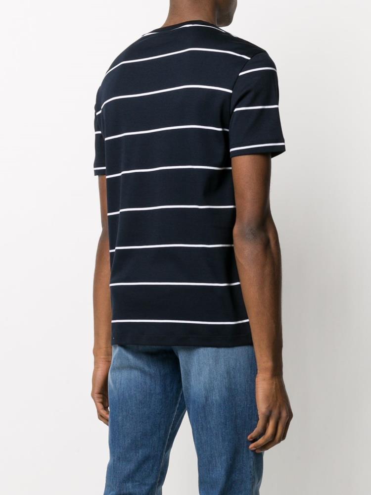 Blue Men's Armani Emporio Striped Print T Shirts | BDAIS1S