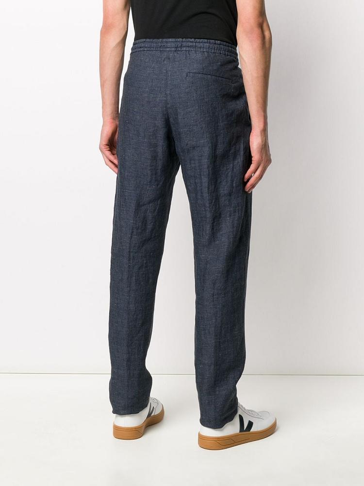 Blue Men's Armani Emporio Striped Drawstring Waist Pants | M4MATYB