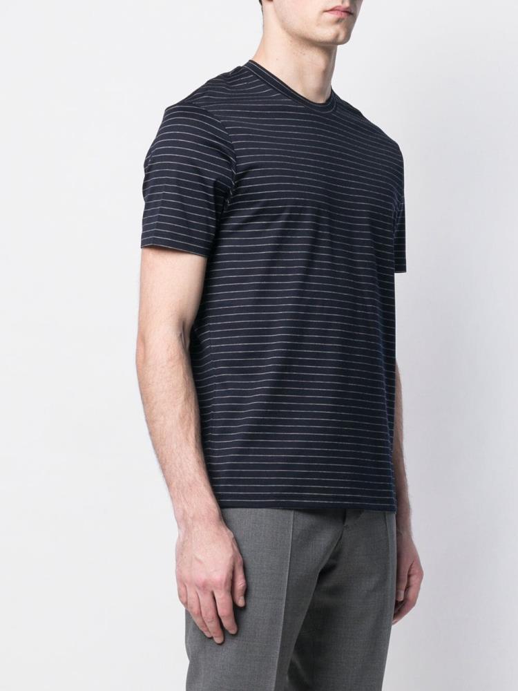 Blue Men's Armani Emporio Striped T Shirts | MK0PLTQ