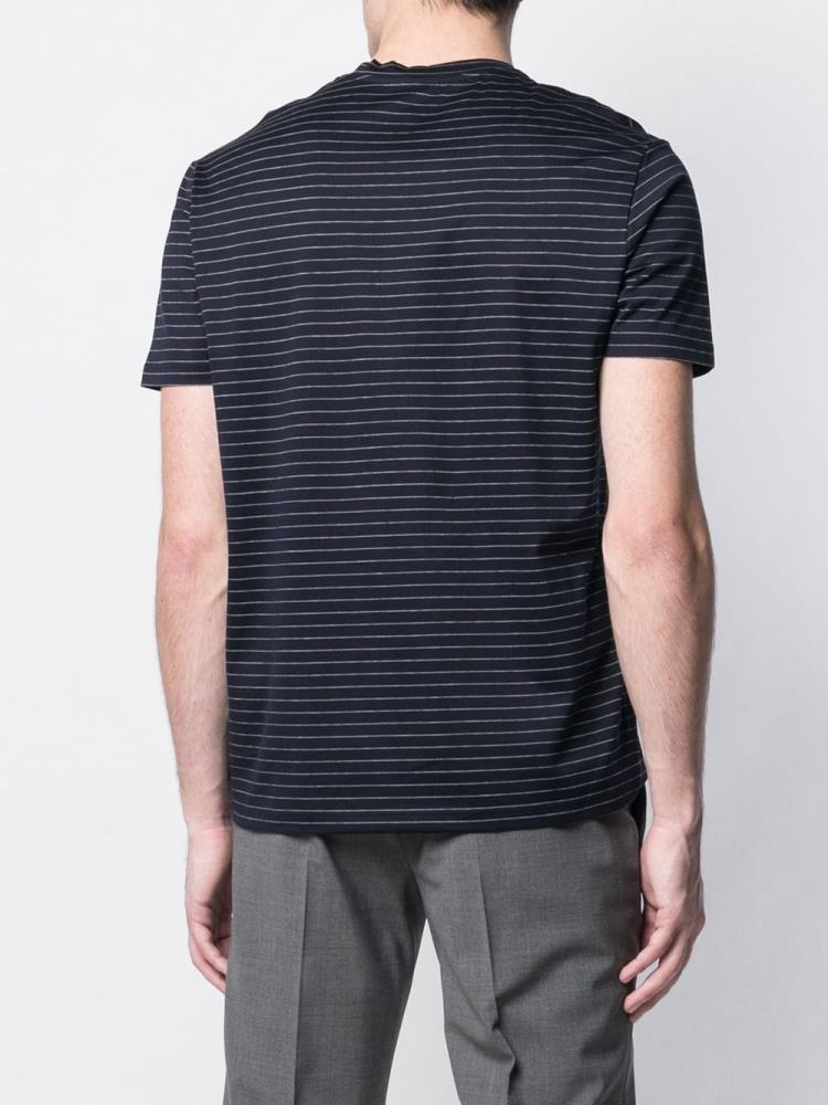 Blue Men's Armani Emporio Striped T Shirts | MK0PLTQ