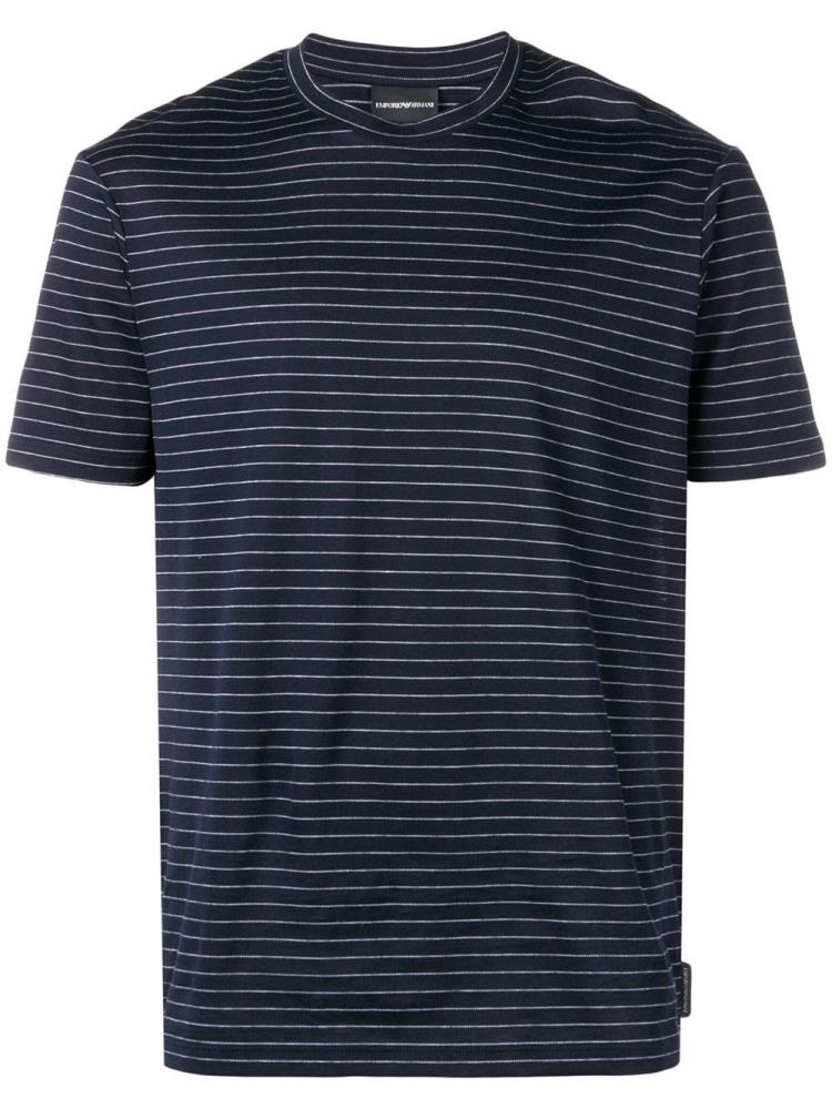 Blue Men\'s Armani Emporio Striped T Shirts | MK0PLTQ