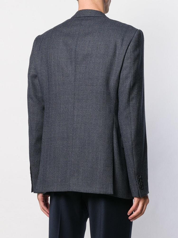 Blue Men's Armani Emporio Tailored Herringbone Blazers | QJMMCHO