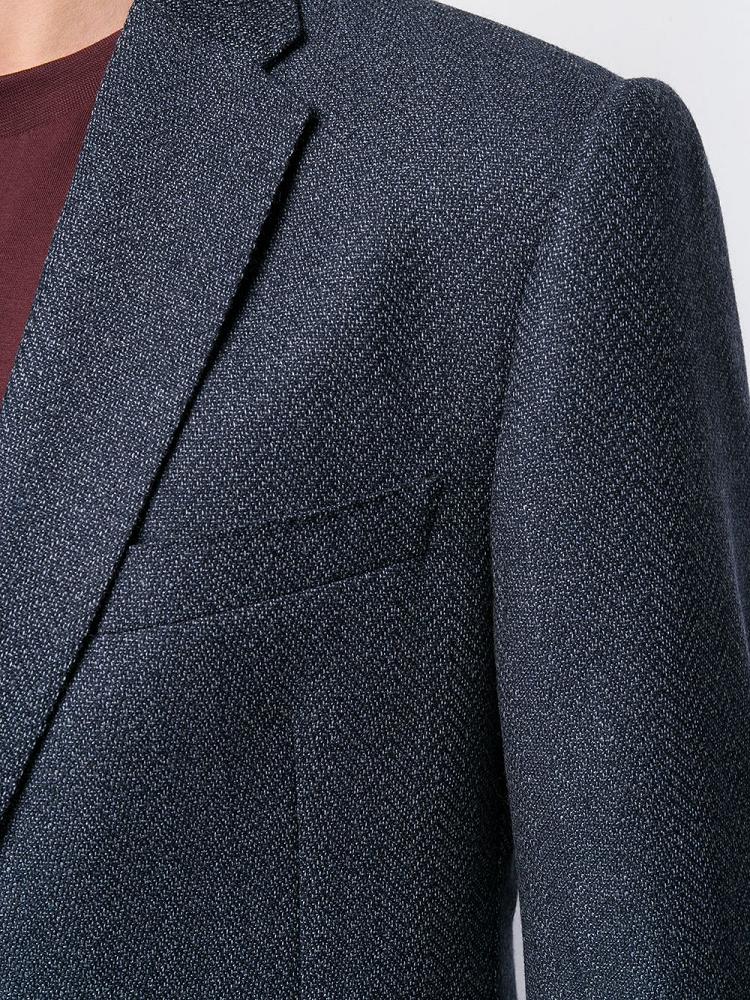 Blue Men's Armani Emporio Tailored Herringbone Blazers | QJMMCHO