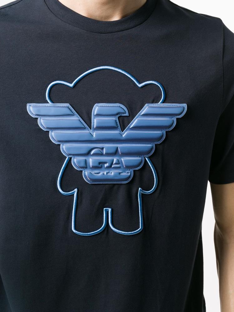 Blue Men's Armani Emporio Teddybear Logo Patch T Shirts | 5OFLVFM