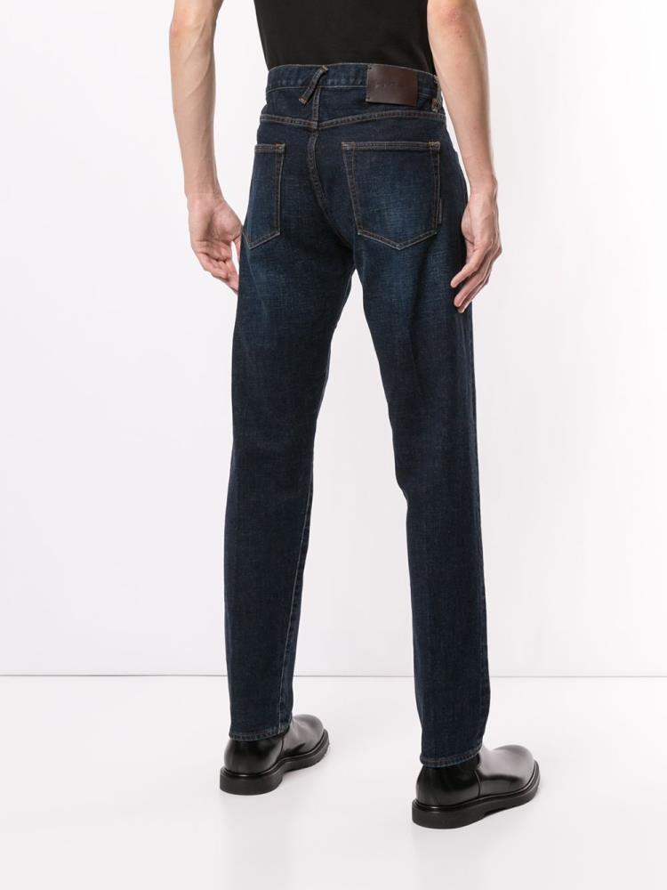 Blue Men's Giorgio Armani 5 Pocket Jeans | ZMUFAGV