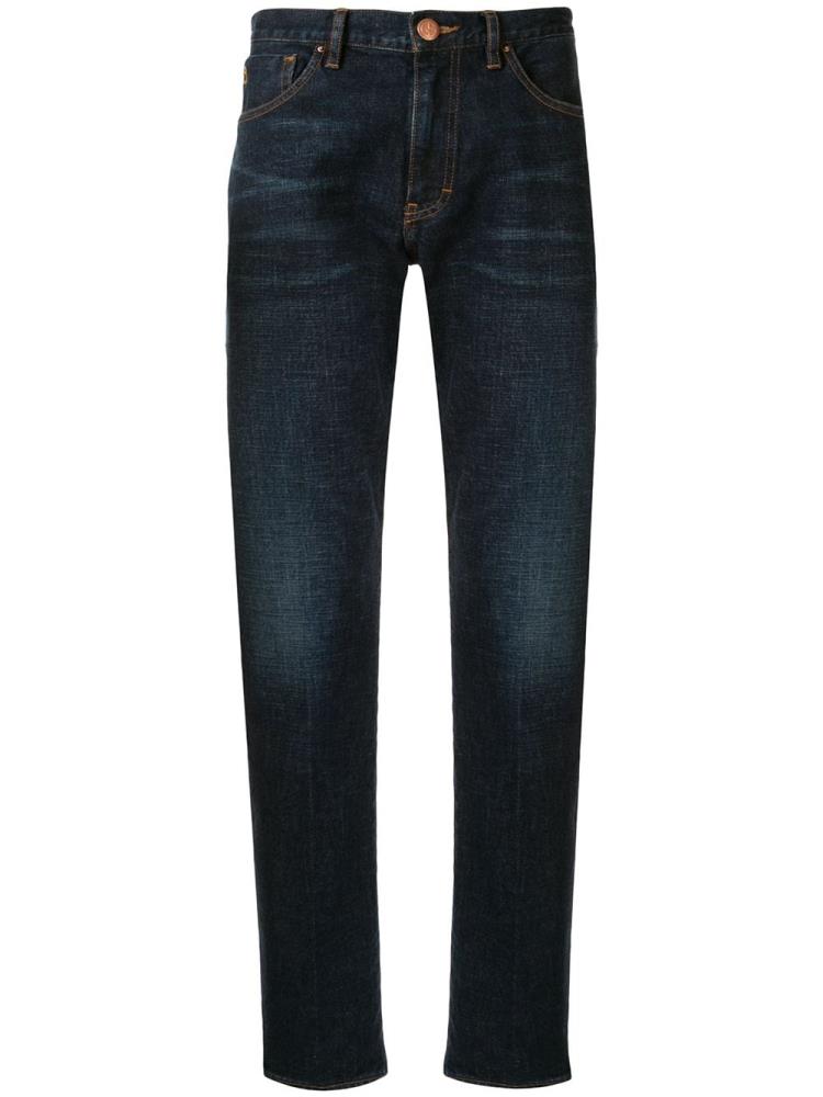 Blue Men\'s Giorgio Armani 5 Pocket Jeans | ZMUFAGV