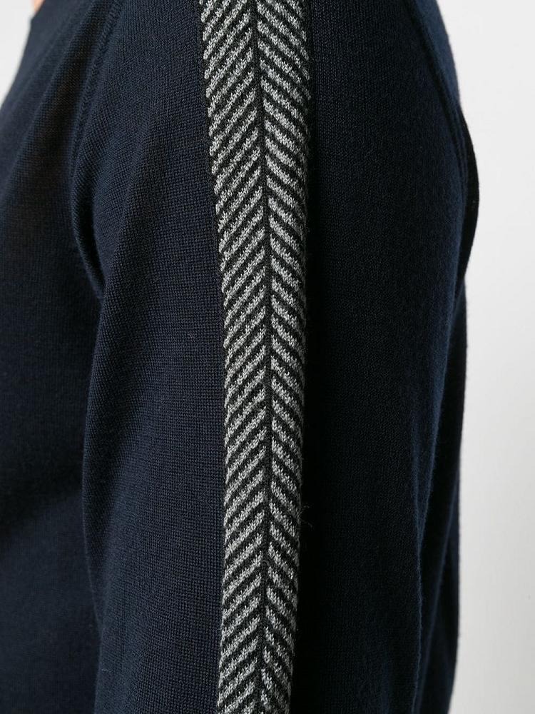 Blue Men's Giorgio Armani Chevron Stripe Jumpers | 3C5Y7O2