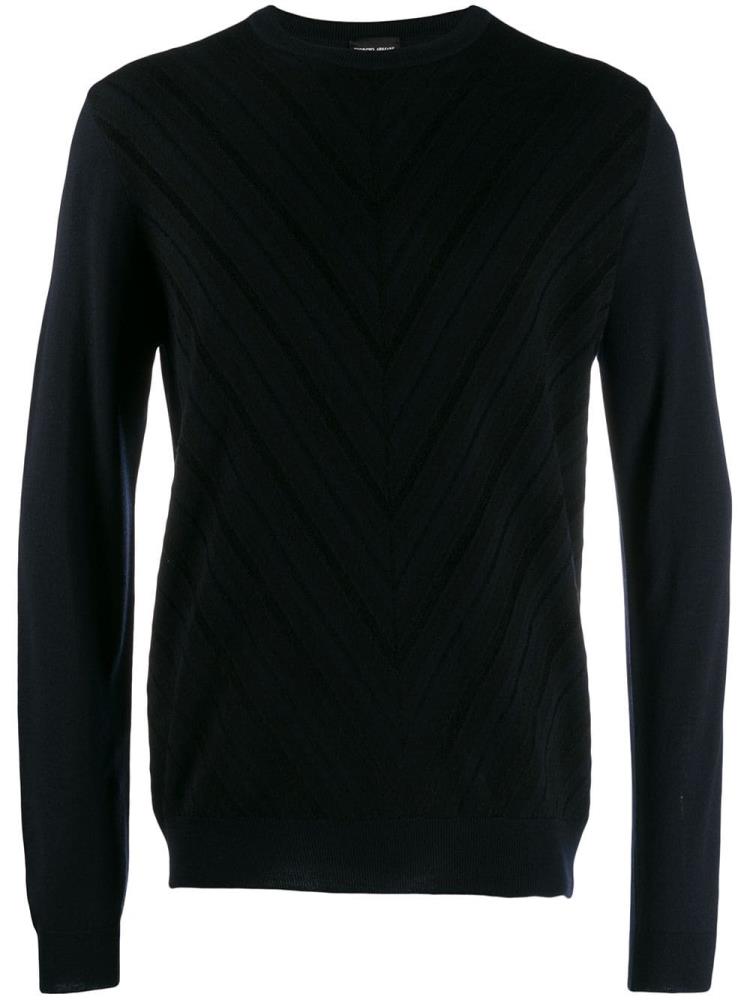 Blue Men\'s Giorgio Armani Chevron Knitted Jumpers | UNVM8BH