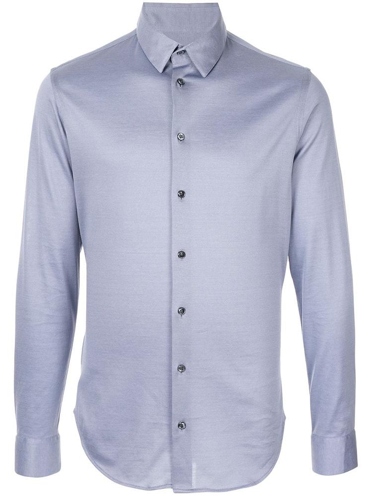 Blue Men\'s Giorgio Armani Classic Plain Shirts | SFLH38V