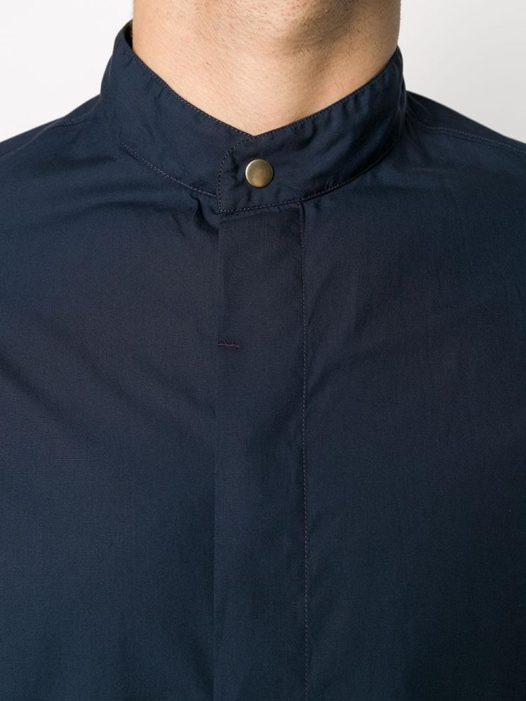 Blue Men's Giorgio Armani Cotton Mandarin Collar Shirts | OJ453HA