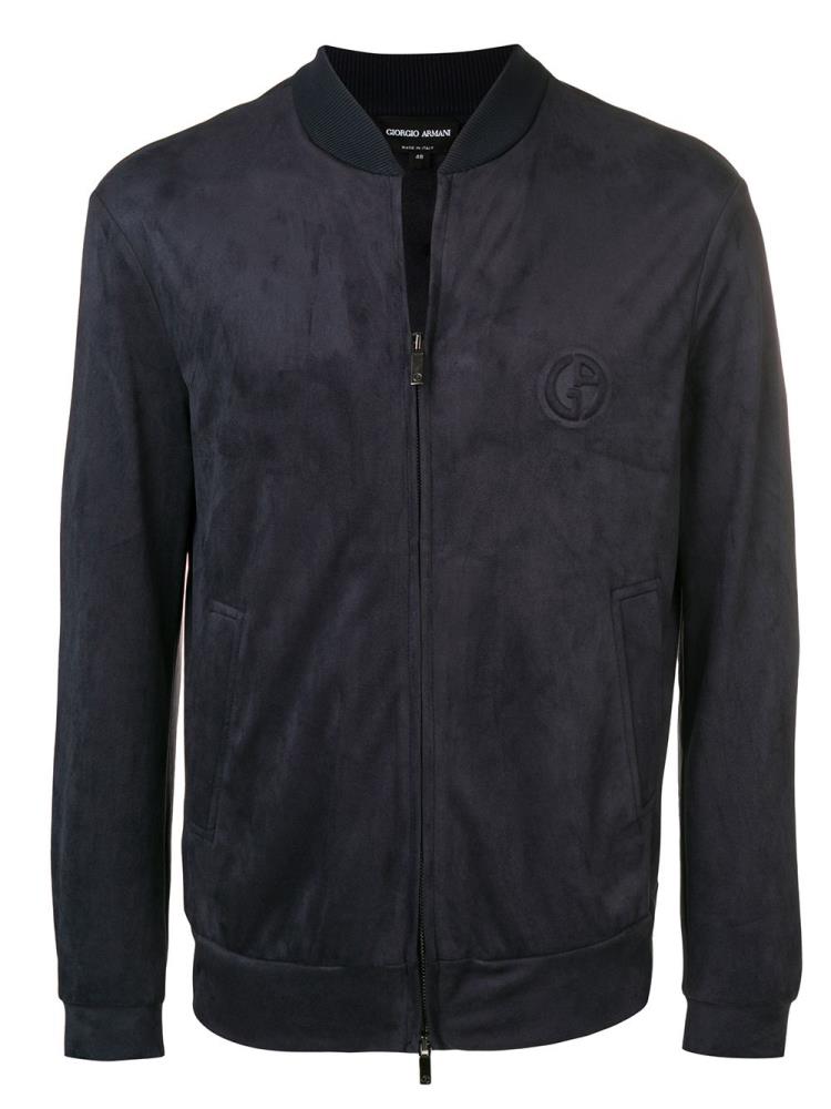 Blue Men\'s Giorgio Armani Embossed Logo Bomber Jacket | XA2BY26