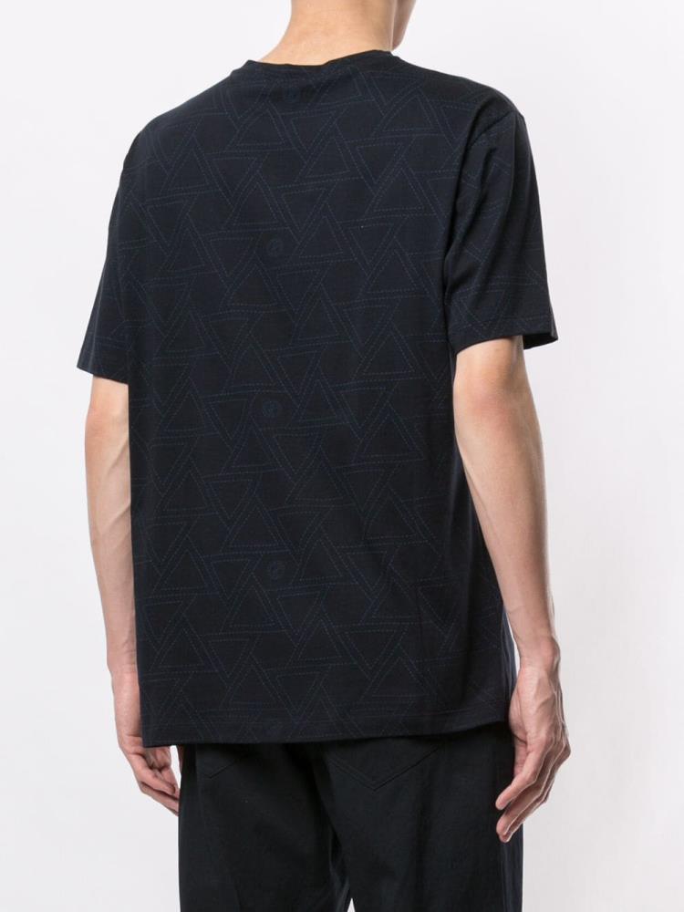 Blue Men's Giorgio Armani Geometric Print T Shirts | 2ZKQ84B