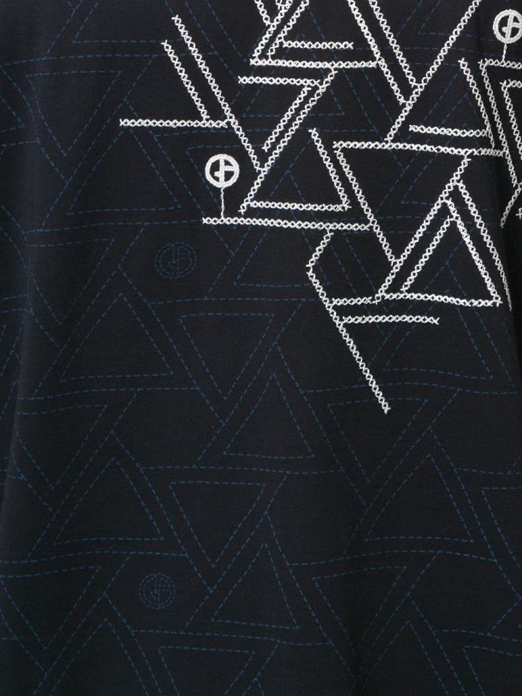 Blue Men's Giorgio Armani Geometric Print T Shirts | 2ZKQ84B