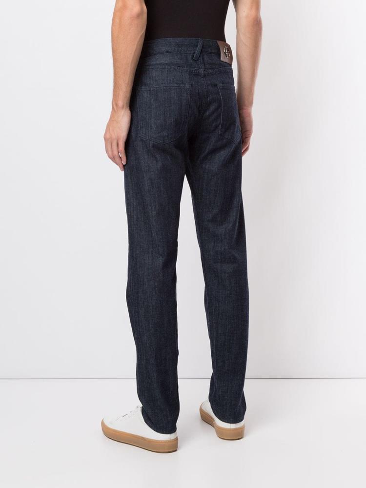 Blue Men's Giorgio Armani High Rise Straight Leg Jeans | IQNHG51