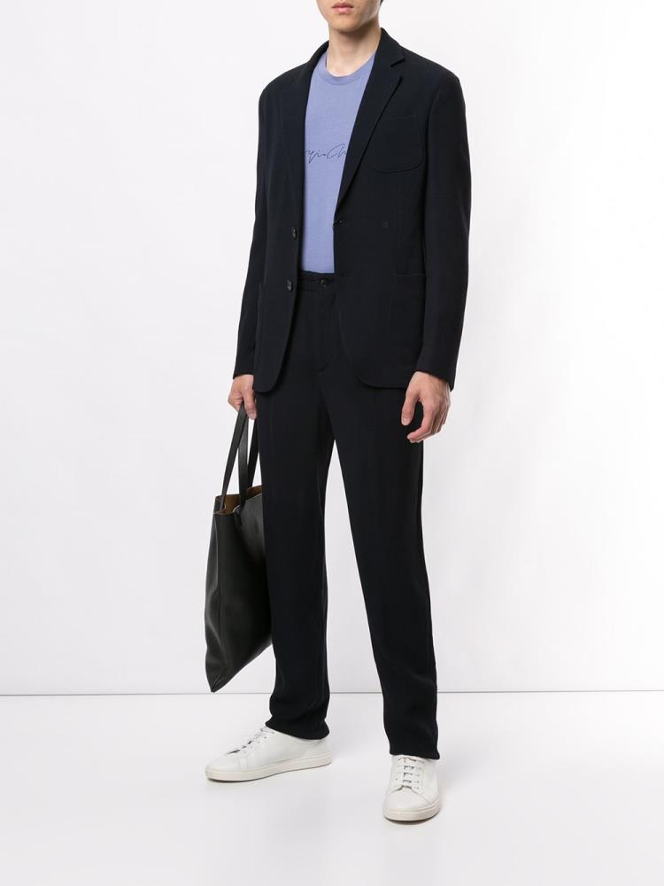 Blue Men's Giorgio Armani High Waisted Ribbed Pants | RA9RAJI