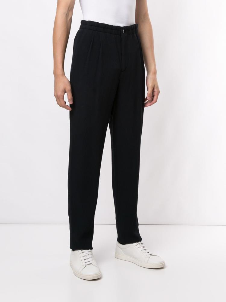 Blue Men's Giorgio Armani High Waisted Ribbed Pants | RA9RAJI