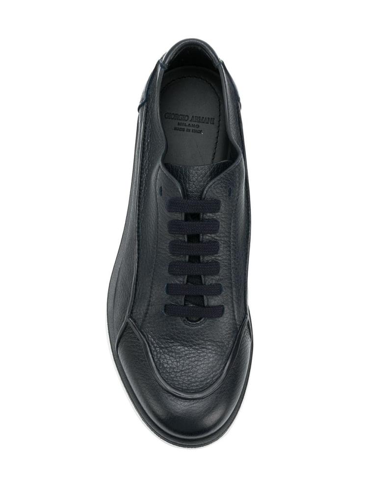 Blue Men's Giorgio Armani Leather Lace Up Shoes Shoes | ZA9KQXF