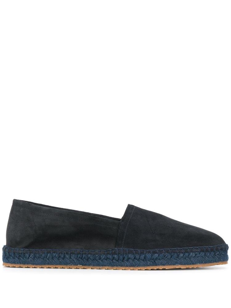 Blue Men\'s Giorgio Armani Logo Embroidered Espadrille Shoes | MZZGPKI