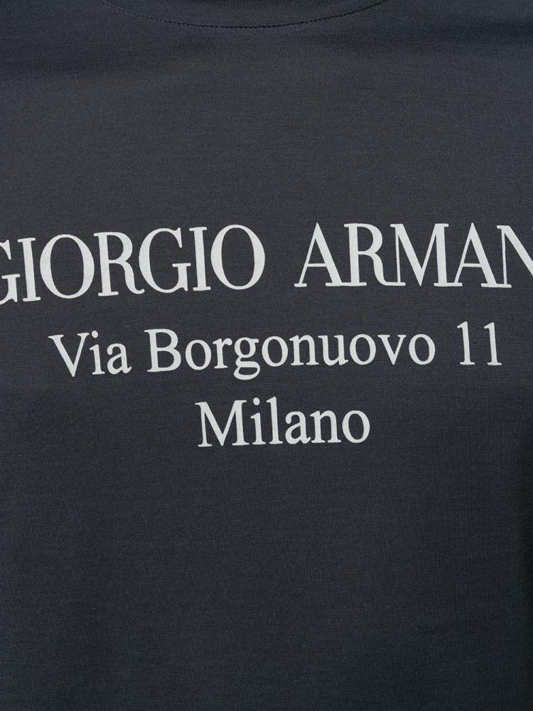 Blue Men's Giorgio Armani Logo Print T Shirts | OSCRUT4