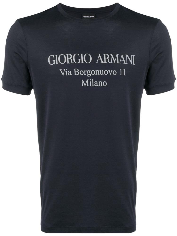 Blue Men\'s Giorgio Armani Logo Print T Shirts | OSCRUT4