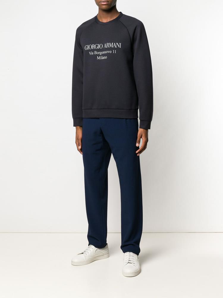 Blue Men's Giorgio Armani Logo Sweatshirts | SEH5FQL