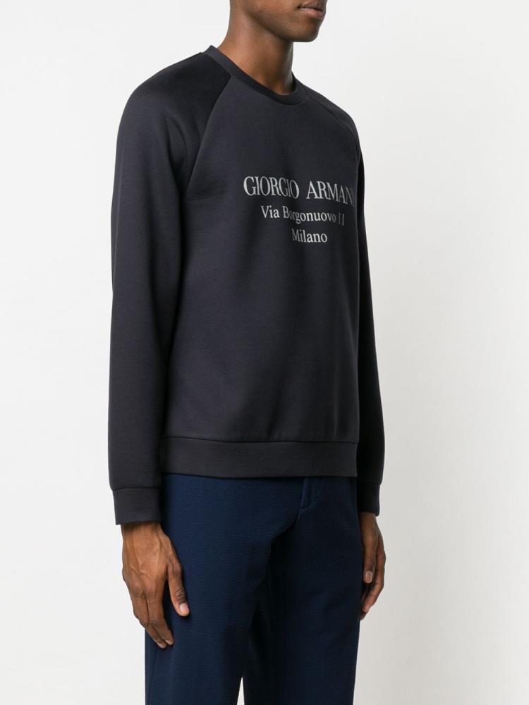 Blue Men's Giorgio Armani Logo Sweatshirts | SEH5FQL