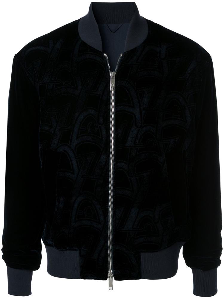 Blue Men\'s Giorgio Armani Monogram Bomber Jacket | 4O3C8J2