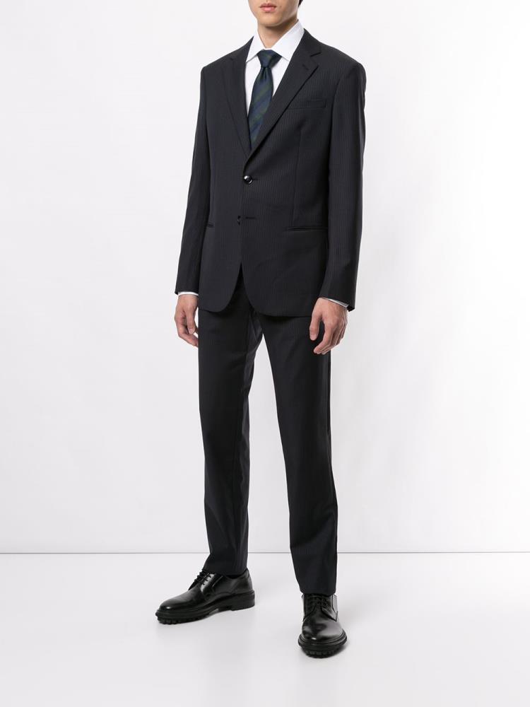 Blue Men's Giorgio Armani Pinstripe Two Piece Suits | IXMI027