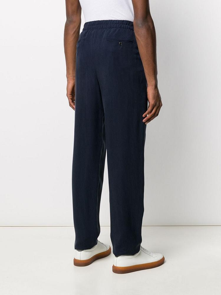 Blue Men's Giorgio Armani Pleated Straight Leg Pants | EZPXUMZ