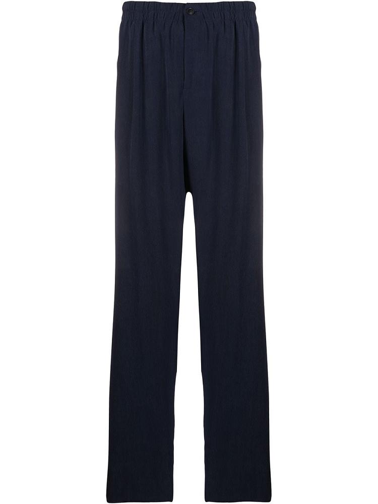 Blue Men\'s Giorgio Armani Pleated Straight Leg Pants | EZPXUMZ