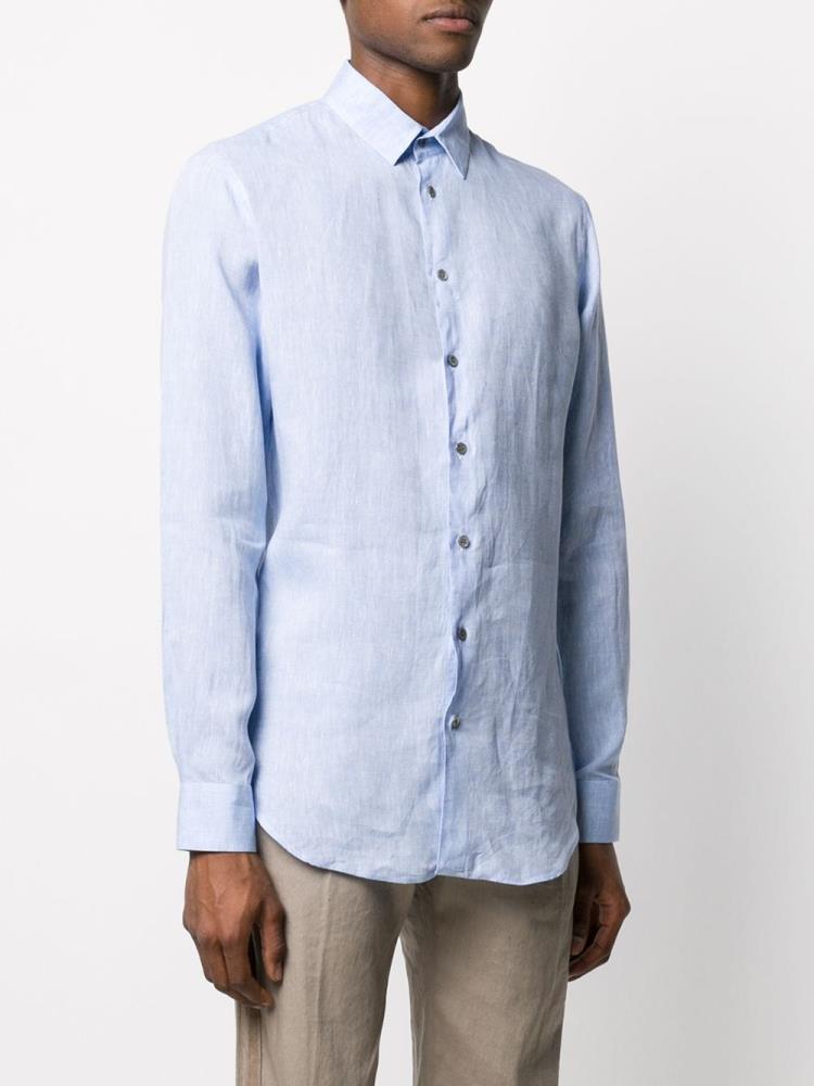 Blue Men's Giorgio Armani Pointed Collar Shirts | BUQJUFZ