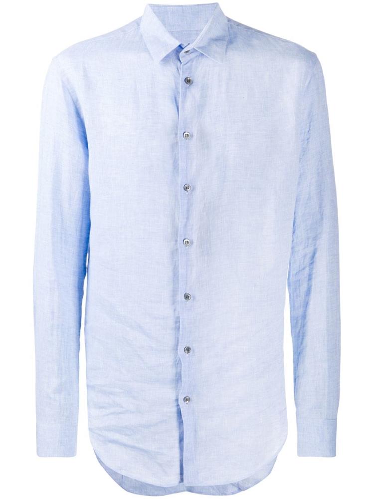 Blue Men\'s Giorgio Armani Pointed Collar Shirts | BUQJUFZ