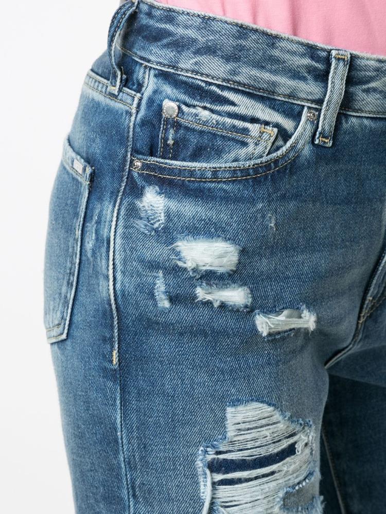 Blue Women's Armani Exchange Ripped Detail Jeans | 1UBYWMS