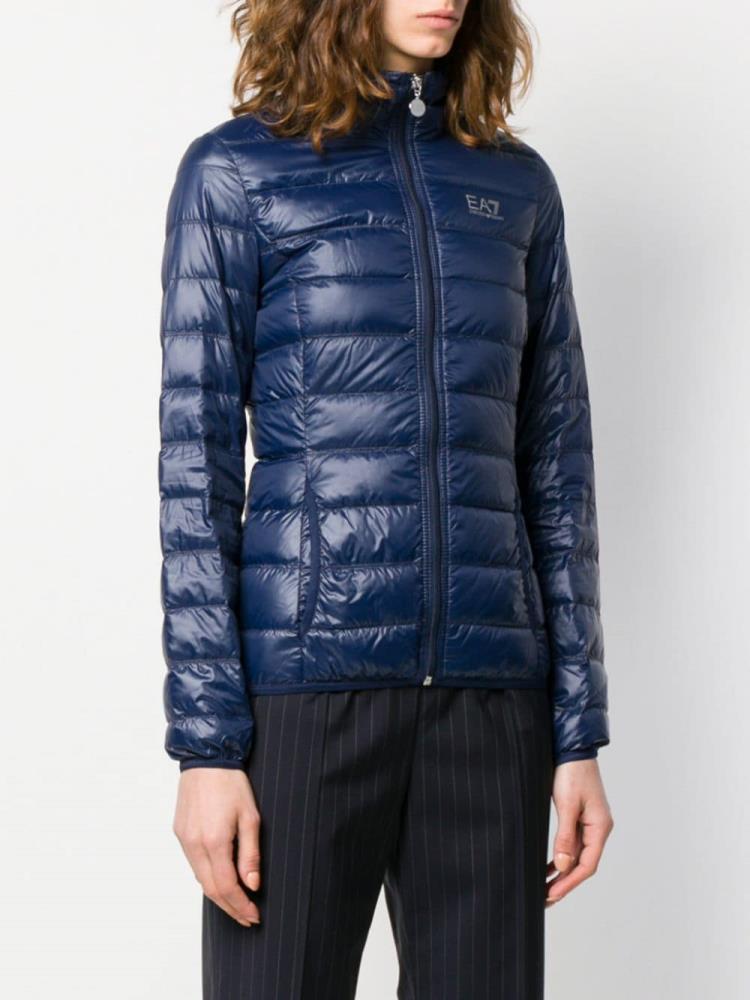 Blue Women's Ea7 Emporio Armani Fitted Puffer Jacket Jackets | SSI9DGQ