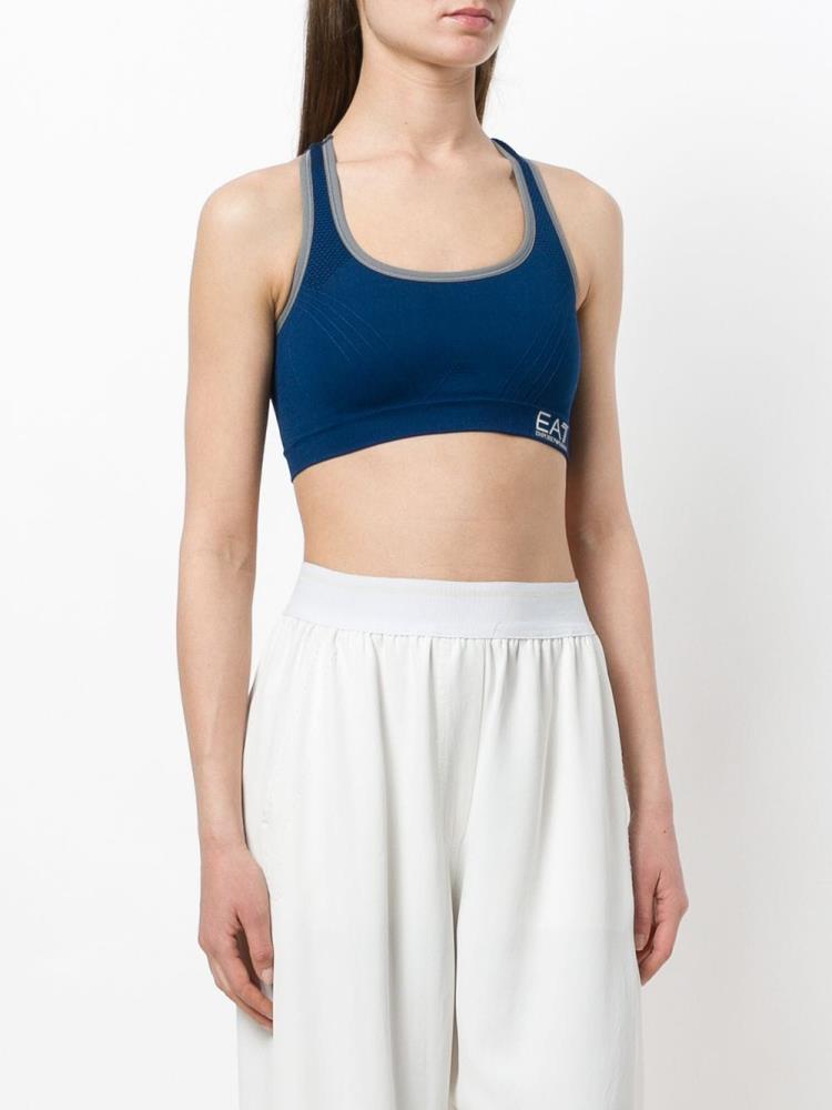 Blue Women's Ea7 Emporio Armani Logo Crop Tops | EI4LAY0