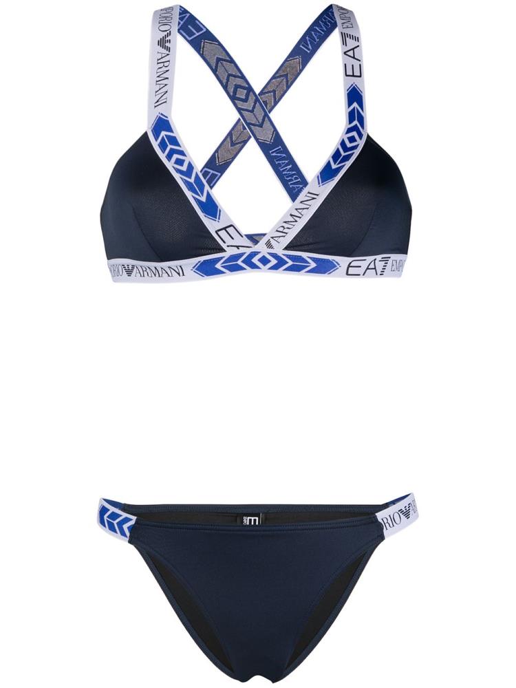 Blue Women\'s Ea7 Emporio Armani Logo Band Bikini | KIFD3XJ