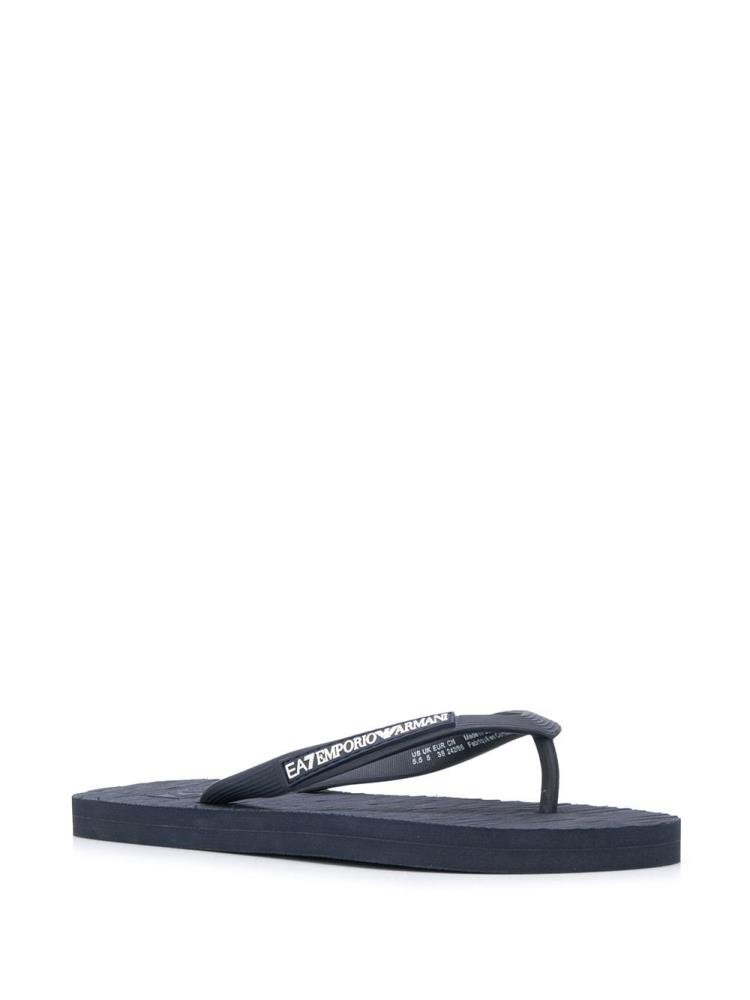 Blue Women's Ea7 Emporio Armani Logo Embossed Flip Flops | R744WXK