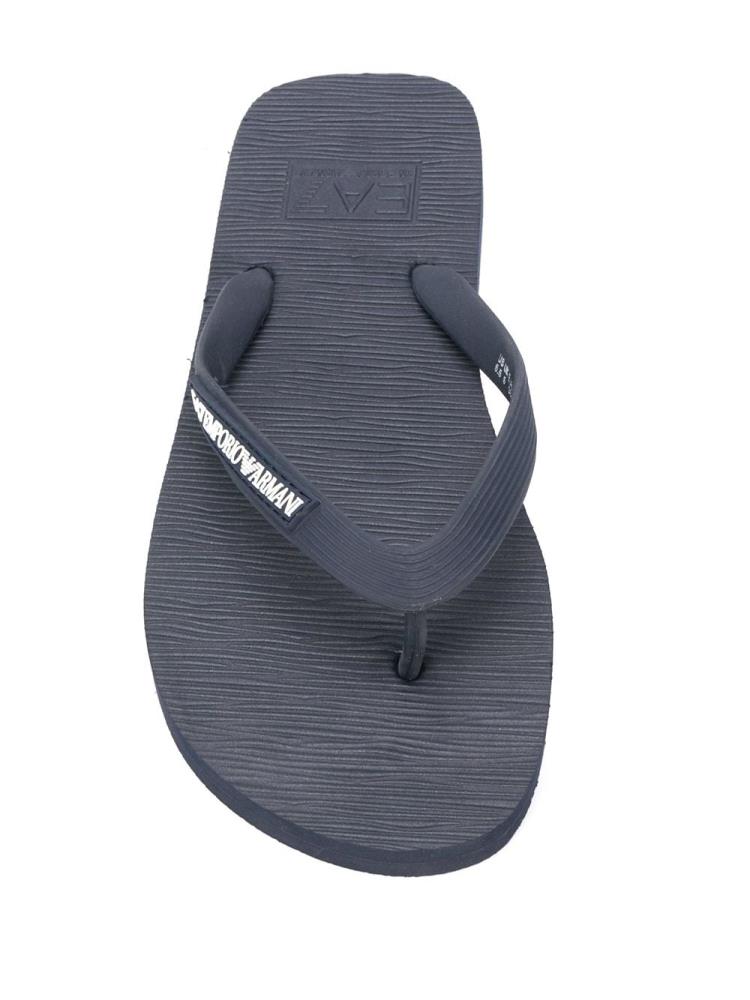 Blue Women's Ea7 Emporio Armani Logo Embossed Flip Flops | R744WXK